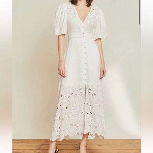 Veronica Beard Hope Eyelet Maxi Dress In White, 8